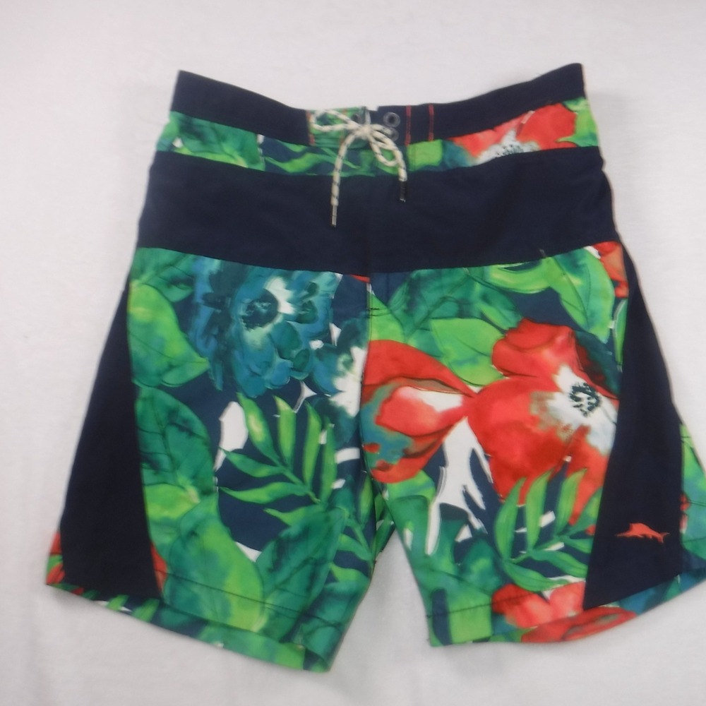Tommy Bahama Relax Men Floral Board Shorts Navy Blue Tropical Swim Trunks Size M